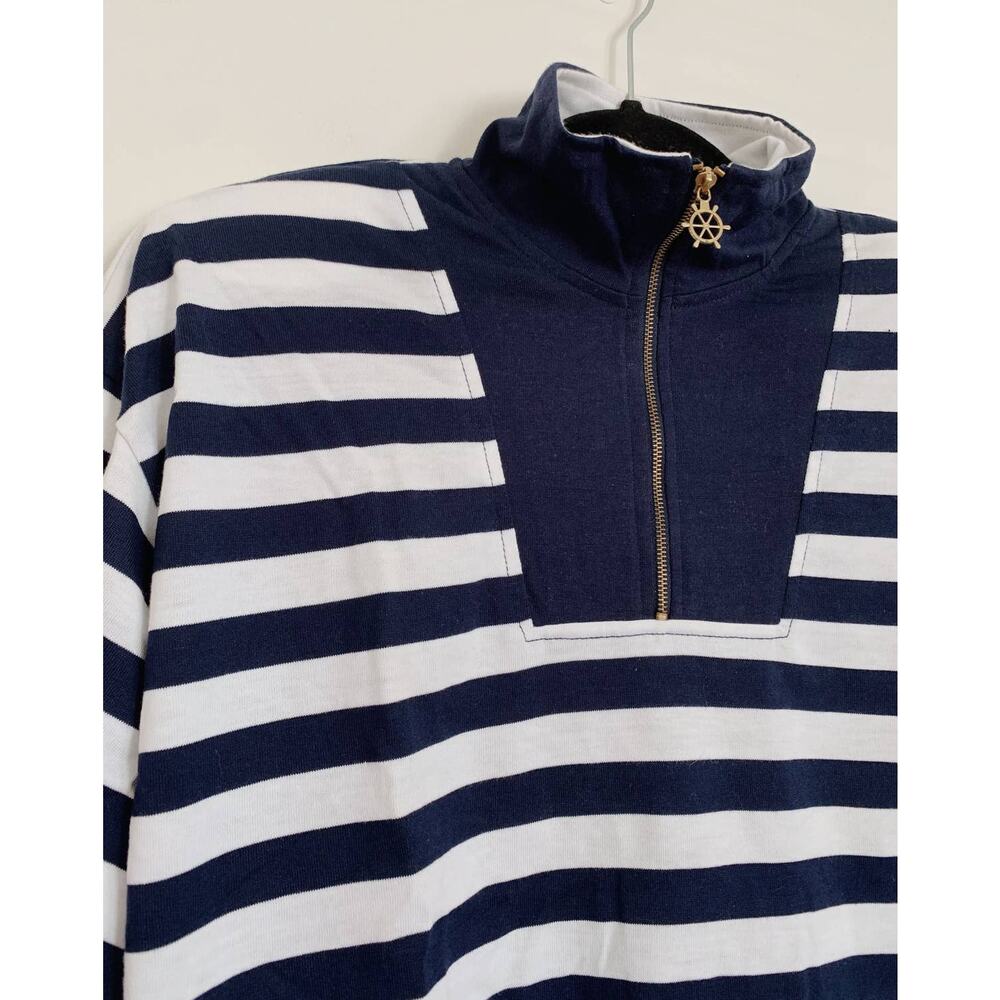 Navy Blue and White Vintage Silvercord 3/4 Zip Up Sweatshirt S - Picture 2 of 7